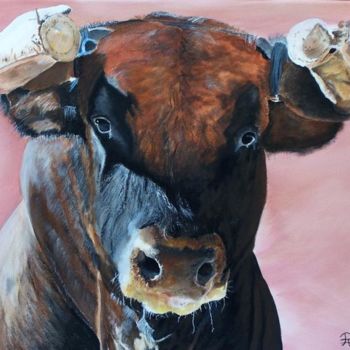 Pittura intitolato "toro de face" da Philippe A, Opera d'arte originale