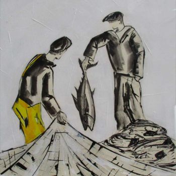 Malerei mit dem Titel "Les gars de la mer 4" von Philippe Blanchard, Original-Kunstwerk, Acryl