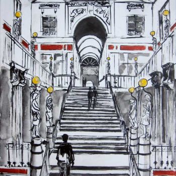 Painting titled "Le passage Pommeray…" by Philippe Blanchard, Original Artwork, Ink