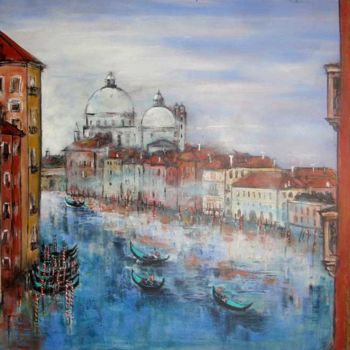 Painting titled "Gondoles à Venise2" by Philippe Blanchard, Original Artwork, Acrylic