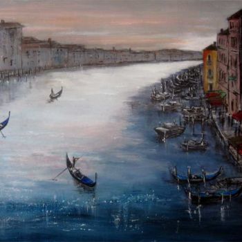 Painting titled "Gondoles à Venise" by Philippe Blanchard, Original Artwork, Acrylic