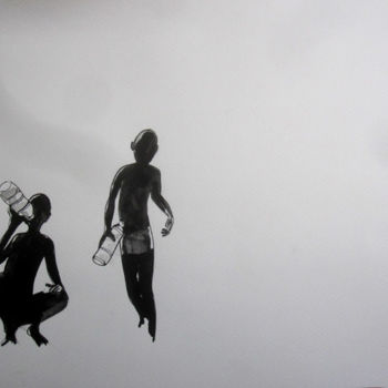 Schilderij getiteld "Scène de vie africa…" door Philippe Blanchard, Origineel Kunstwerk