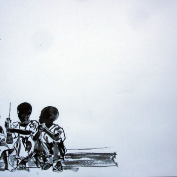 Pintura titulada "Scène de vie africa…" por Philippe Blanchard, Obra de arte original