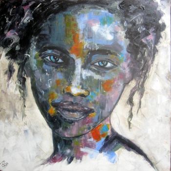 Painting titled "Portrait coloré 2" by Philippe Blanchard, Original Artwork, Acrylic