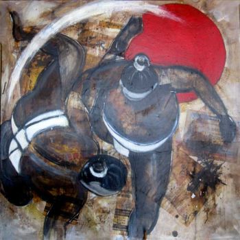 Peinture intitulée "Lutteurs de sumo 2" par Philippe Blanchard, Œuvre d'art originale, Acrylique