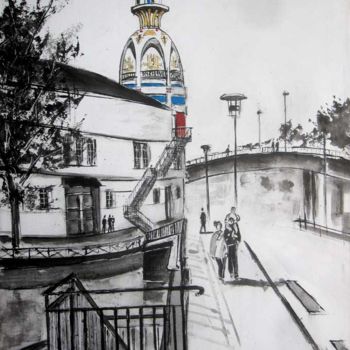 Peinture intitulée "La tour Lu à Nantes" par Philippe Blanchard, Œuvre d'art originale