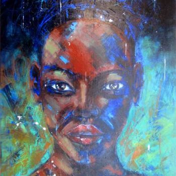 Painting titled "Femme noire" by Philippe Blanchard, Original Artwork, Acrylic