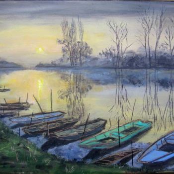 Peinture intitulée "Paysage de Loire au…" par Philippe Blanchard, Œuvre d'art originale, Acrylique