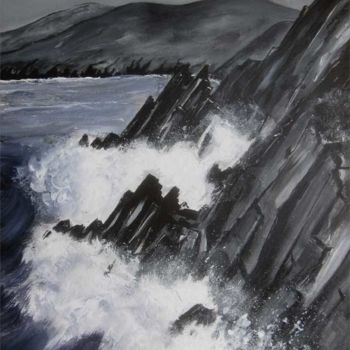Pintura titulada "Falaises en Irlande" por Philippe Blanchard, Obra de arte original, Acrílico