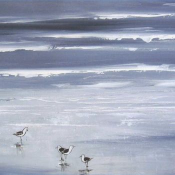 Painting titled "Oiseaux sur la plage" by Philippe Blanchard, Original Artwork, Acrylic