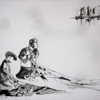 Painting titled "dz1" by Philippe Blanchard, Original Artwork, Ink