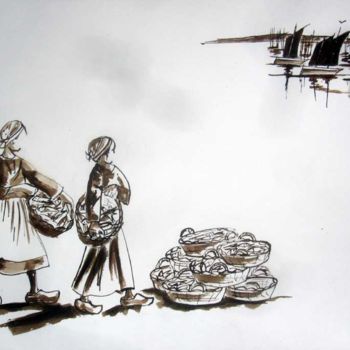 Peinture intitulée "Les petites "pen sa…" par Philippe Blanchard, Œuvre d'art originale, Encre