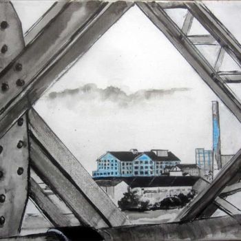 Peinture intitulée "L'usine à sucre Beg…" par Philippe Blanchard, Œuvre d'art originale, Encre