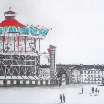 Peinture intitulée "Le carrousel des mo…" par Philippe Blanchard, Œuvre d'art originale, Encre