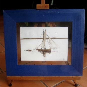 Painting titled "Les vieux bateaux 5" by Philippe Blanchard, Original Artwork, Ink