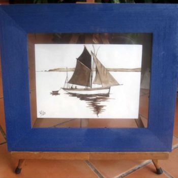 Painting titled "Les vieux bateaux 7" by Philippe Blanchard, Original Artwork, Ink