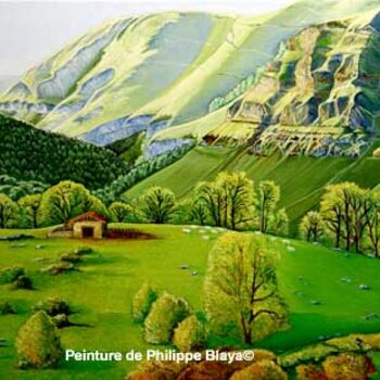 Peinture intitulée "Montagnes" par Philippe Blaya, Œuvre d'art originale, Huile