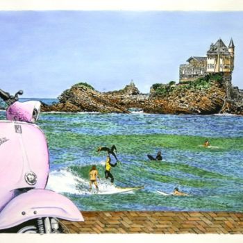 Peinture intitulée "biarritz-surf2008-0…" par Philippe Blaya, Œuvre d'art originale