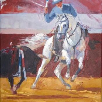 Schilderij getiteld "Torero à cheval" door Philippe Bouvet, Origineel Kunstwerk