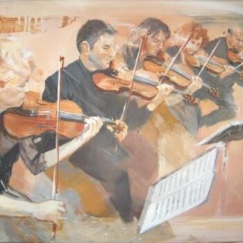 Painting titled "Les violonnistes" by Philippe Bouvet, Original Artwork