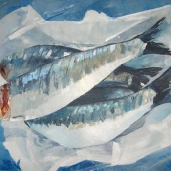 Painting titled "Les sardines" by Philippe Bouvet, Original Artwork