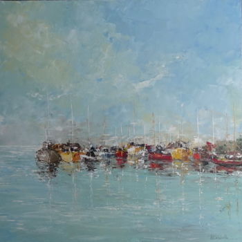 Pintura titulada "Bateaux au port" por Philippe Delaballe, Obra de arte original