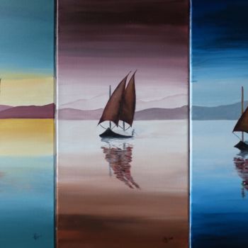 Painting titled "reuni-en-triptyque.…" by Philippe Gonseth, Original Artwork, Acrylic