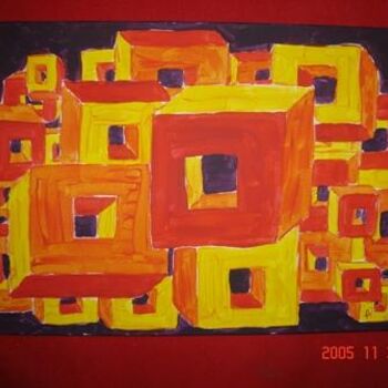 Peinture intitulée "accumulation de cub…" par Cc18, Œuvre d'art originale