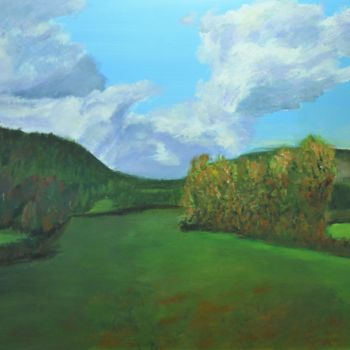 Malerei mit dem Titel "paysage du Morvan 2" von Philip Moreau, Original-Kunstwerk, Acryl