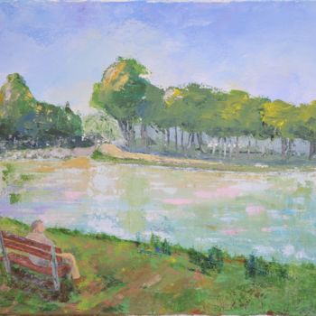 Malerei mit dem Titel "rêverie - le canal…" von Philip Moreau, Original-Kunstwerk, Acryl