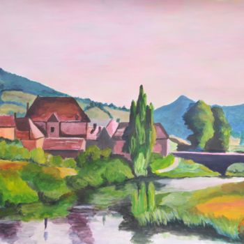 Painting titled "la rivière l' Arrou…" by Philip Moreau, Original Artwork, Acrylic