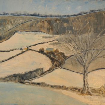 Painting titled "neige en Morvan 2" by Philip Moreau, Original Artwork, Oil