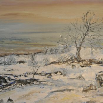 Peinture intitulée "neige en auvergne 2" par Philip Moreau, Œuvre d'art originale, Huile