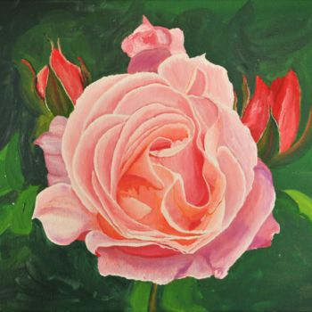 Schilderij getiteld "roses du jardin 2" door Philip Moreau, Origineel Kunstwerk, Olie