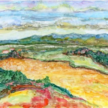 Peinture intitulée "collines du sud mor…" par Philip Moreau, Œuvre d'art originale, Aquarelle