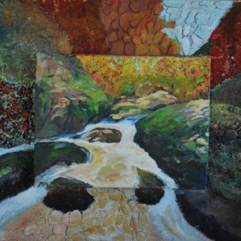 Malerei mit dem Titel "Rivière sous-bois" von Philip Moreau, Original-Kunstwerk, Acryl