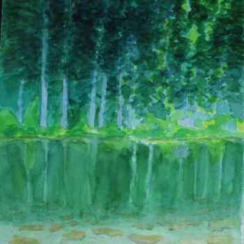 Painting titled "Reflets 4" by Philip Moreau, Original Artwork, Watercolor