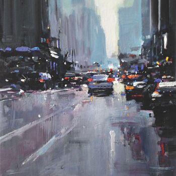Painting titled "New York , réf : 21…" by Philippe Perennou, Original Artwork, Oil Mounted on Wood Stretcher frame
