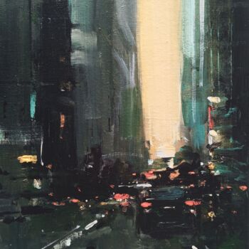 「New York City , réf…」というタイトルの絵画 Philippe Perennouによって, オリジナルのアートワーク, オイル ウッドストレッチャーフレームにマウント