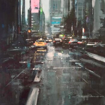 Painting titled "New York , réf 2482" by Philippe Perennou, Original Artwork, Oil Mounted on Wood Stretcher frame
