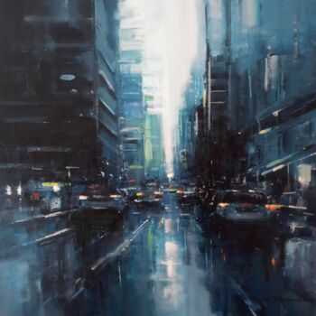 Painting titled "New York , réf : 25…" by Philippe Perennou, Original Artwork, Oil Mounted on Wood Stretcher frame