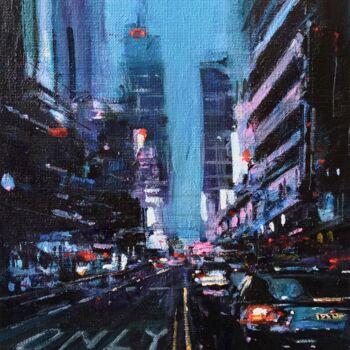 Painting titled "Times Square, réf :…" by Philippe Perennou, Original Artwork, Oil Mounted on Wood Stretcher frame
