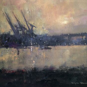 Painting titled "Nantes impression p…" by Philippe Perennou, Original Artwork, Acrylic Mounted on Wood Stretcher frame