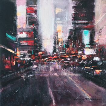 Painting titled "Times Square , n° 2…" by Philippe Perennou, Original Artwork, Acrylic Mounted on Wood Stretcher frame