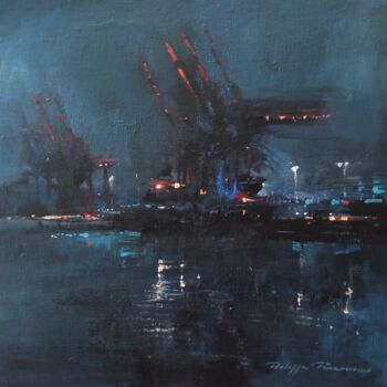 Painting titled "Hambourg , n° 2793…" by Philippe Perennou, Original Artwork, Oil Mounted on Wood Stretcher frame