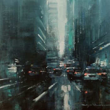 Painting titled ""Impressions urbain…" by Philippe Perennou, Original Artwork, Acrylic Mounted on Wood Panel