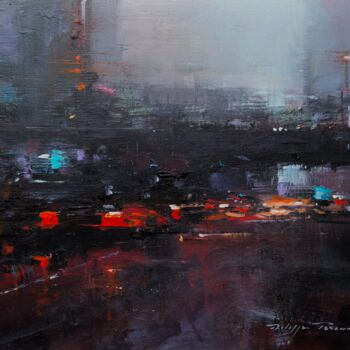 Painting titled ""impressions urbain…" by Philippe Perennou, Original Artwork, Acrylic Mounted on Wood Stretcher frame