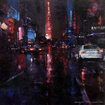 Painting titled "Times Square n °2164" by Philippe Perennou, Original Artwork, Acrylic Mounted on Wood Panel