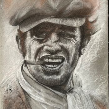 Dibujo titulada "Jean-Paul Belmondo…" por Philippe Petit, Obra de arte original, Carbón