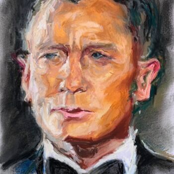 「Daniel Craig」というタイトルの絵画 Philippe Petitによって, オリジナルのアートワーク, パステル